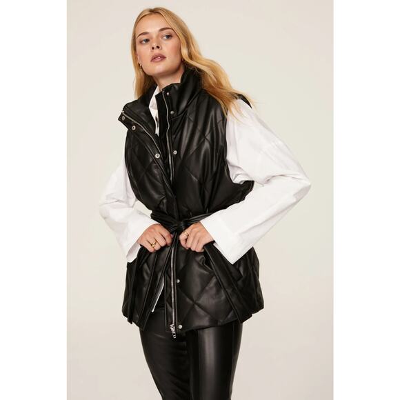 Blank NYC Night Fever Faux Leather Quilted Puffer Vest - Picture 1 of 10